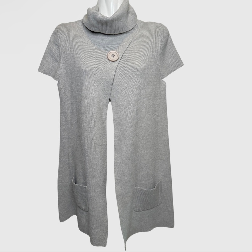 TWIK | Knitted Short Sleeve One Button Folded Neck Sweater Cardigan